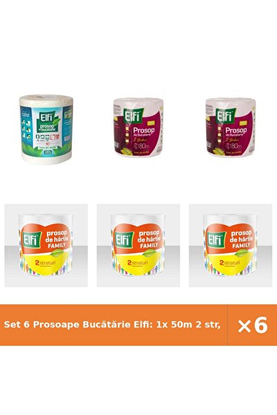 Elfi Set 6 Prosoape Bucătărie Elfi: 1x 50m 2 str, 2x 80m 2 str, 3x Family 2 s...
