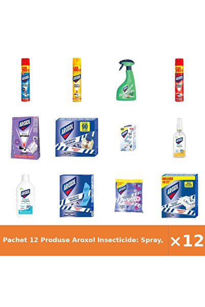 Aroxol Pachet 12 Produse Insecticide: Spray, Rezerve, Pastile, Aparat