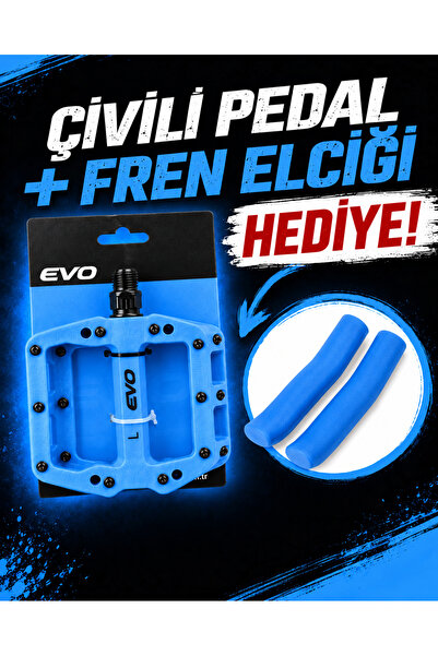 Evo Çivili Bisiklet Pedalı + Fren Elciği | MTB Dağ Bisikleti Geniş Platform Ç...
