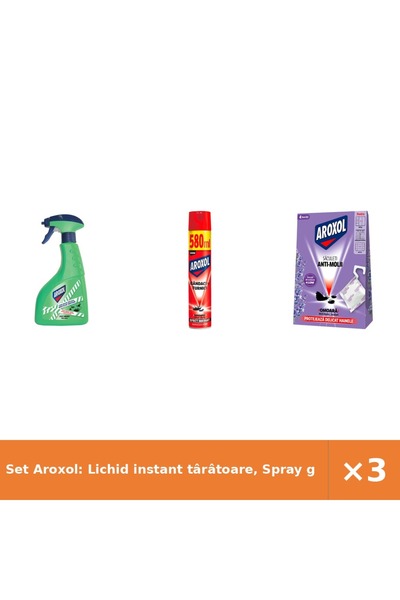 Aroxol Set Aroxol: Lichid instant târâtoare, Spray gândaci furnici, Săculeți ...