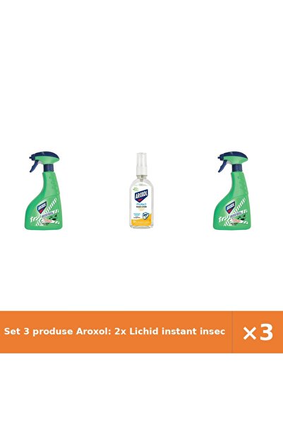 Aroxol Set 3 produse Aroxol: 2x Lichid instant insecte târâtoare + Soluție Pr...