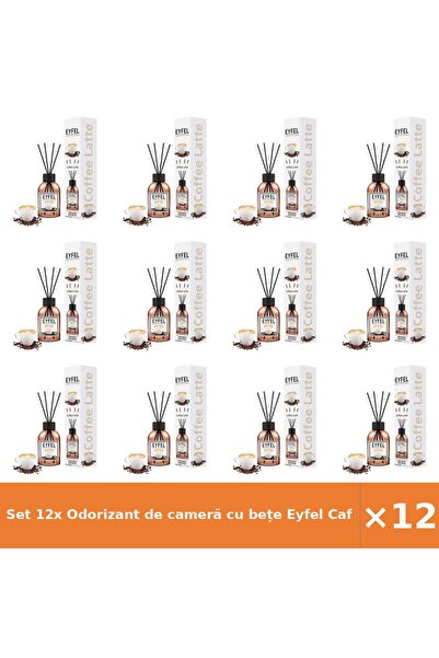 Eyfel Set 12x Odorizant de cameră cu bețe Cafea 120 ml - Aromă de cafea