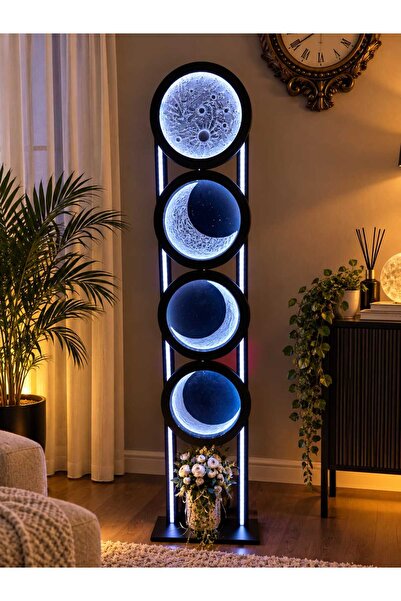 perada design Ay Işığı 4’lü Dekoratif LED Tablo – Telefon Kontrollü RGB Renk ...