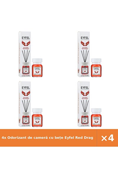 Eyfel 4x Odorizant de cameră cu bețe Red Dragon 120 ml – aromă intensă, pachet 4