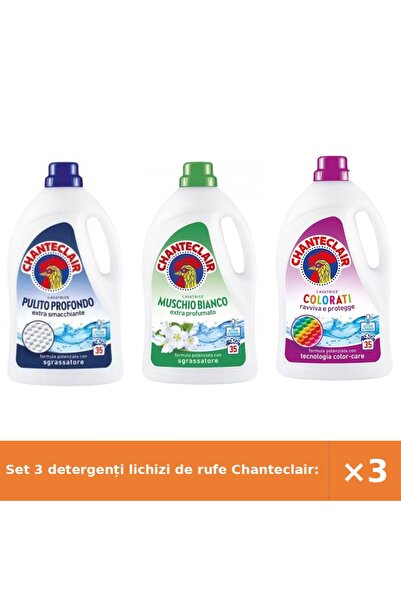 Chanteclair Set 3 detergenți lichizi de rufe Chanteclair: Curățare în profunz...