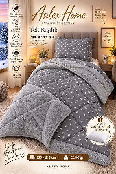 Asilex Home Collection Μονό πάπλωμα Welsoft με σχέδιο αστεριών, γεμισμένο με ...