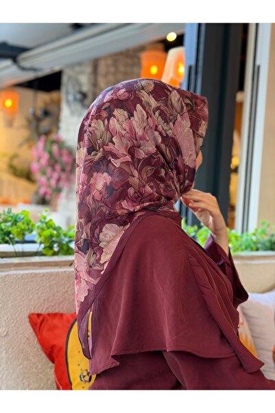 moiré Mercan Desen Soft Eşarp Pamuklu Kumaş Kaymayan Yapısıyla Rahat Kullanım