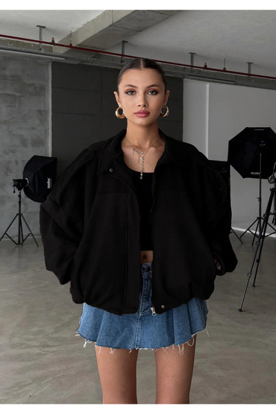 Ekim Store Υπερμεγέθης δερμάτινη σουέτ μπουφάν bomber