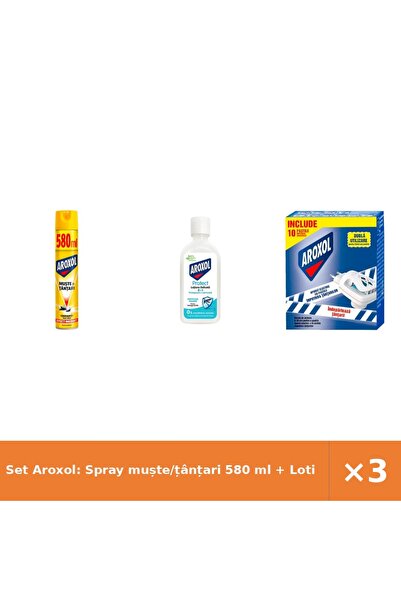 Aroxol Set Aroxol: Spray muște/țânțari 580 ml + Lotiune delicată + Aparat ele...