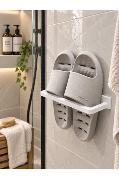 TRİMENT3D Bathroom Slipper Hanging Bracket Set of 2 – Wall Mounted Plastic Sl...