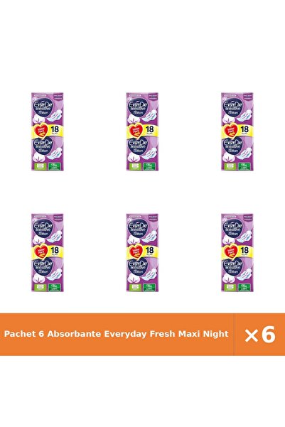EveryDay Pachet 6 Absorbante Fresh Maxi Night, 18 Buc