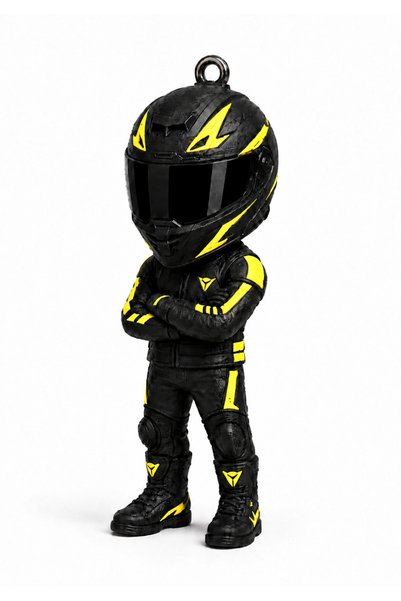 Generic Brand Biker Helmeted Arms Crossed Male Figure Keychain – 3D Printing