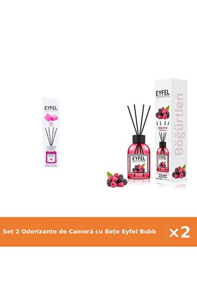 Eyfel Set 2 Odorizante de Cameră cu Bețe Bubble Gum + Fructe de Pădure, 2x120 ml