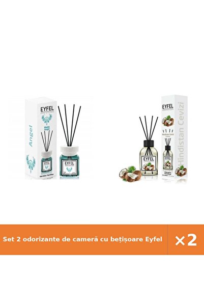 Eyfel Set 2 odorizante de cameră cu bețișoare Angel + Nucă de cocos, 2 x 120 ml