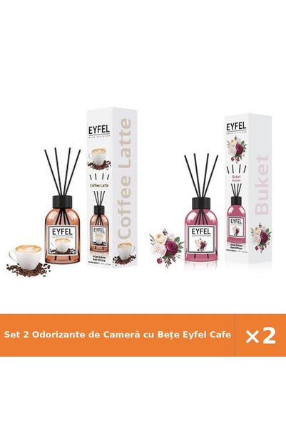 Eyfel Set 2 Odorizante de Cameră cu Bețe Cafea și Bouquet 2x120 ml