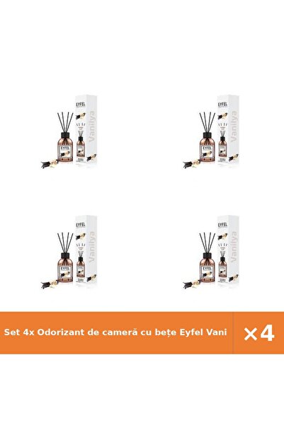Eyfel Set 4x Odorizant de cameră cu bețe Vanilie 120 ml - Aromă caldă