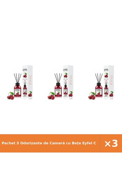 Eyfel Pachet 3 Odorizante de Cameră cu Bețe Cireșe 120 ml