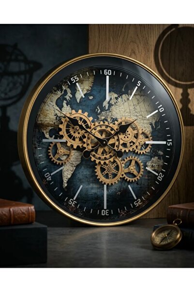 gxnclock Dünyalı Çarklı ithal Metal Duvar saati