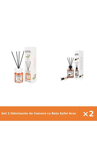 Eyfel Set 2 Odorizante de Cameră cu Bețe Acacia + Vanilie, 2 x 120 ml
