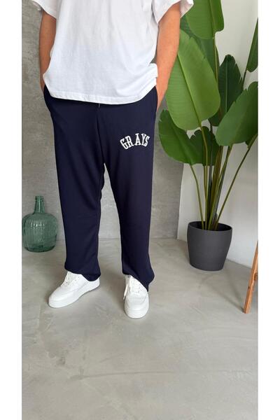 Thetokyo Premium Nakışlı Çıtçıtlı Baggy Lacivert Jogger