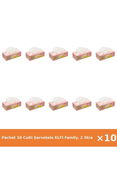 Elfi Pachet 10 Cutii Șervețele Family, 2 Straturi, 150 Buc/Set