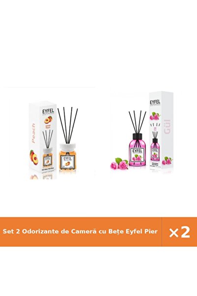 Eyfel Set 2 Odorizante de Cameră cu Bețe Piersică + Trandafir, 2x120 ml