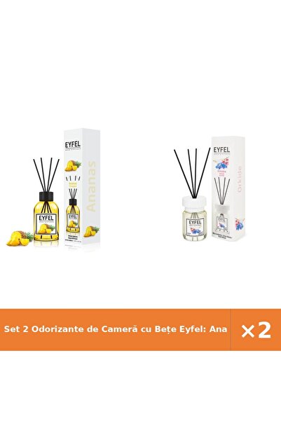 Eyfel Set 2 Odorizante de Cameră cu Bețe Eyfel: Ananas + Orhidee, 120 ml