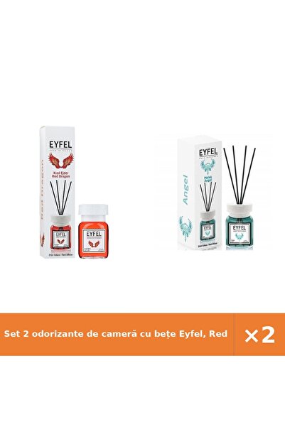 Eyfel Set 2 odorizante de cameră cu bețe Eyfel, Red Dragon + Angel, 2 x 120 ml