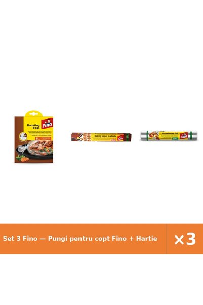Fino Set 3 — Pungi pentru copt + Hartie pentru copt + Folie alimentara din al...