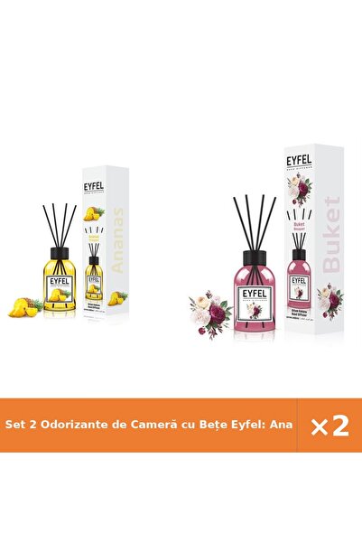 Eyfel Set 2 Odorizante de Cameră cu Bețe Eyfel: Ananas + Bouquet, 120 ml
