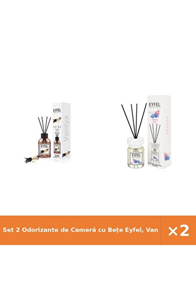 Eyfel Set 2 Odorizante de Cameră cu Bețe Eyfel, Vanilie + Orhidee, 120 ml