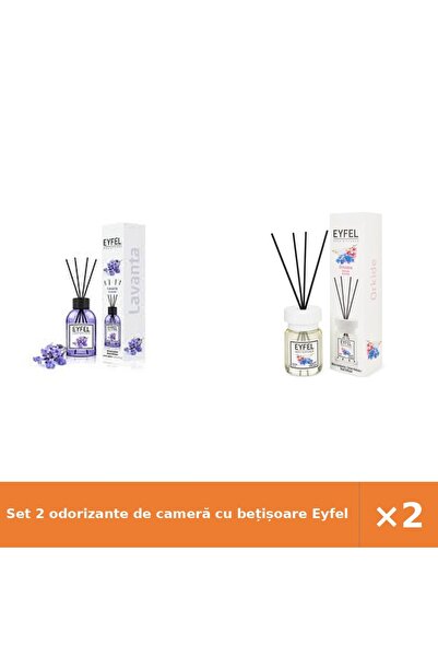 Eyfel Set 2 odorizante de cameră cu bețișoare Lavandă + Orhidee, 2 x 120 ml