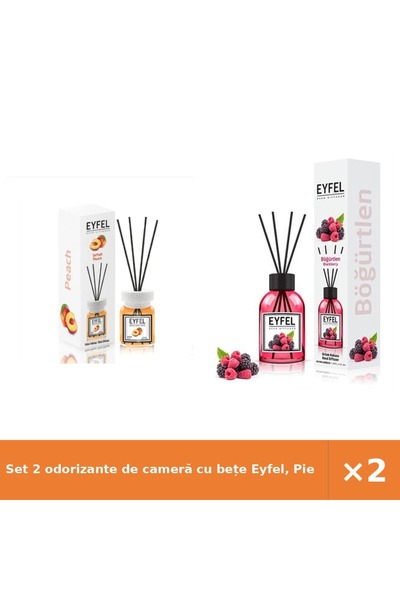 Eyfel Set 2 odorizante de cameră cu bețe Eyfel, Piersică + Fructe de pădure, ...