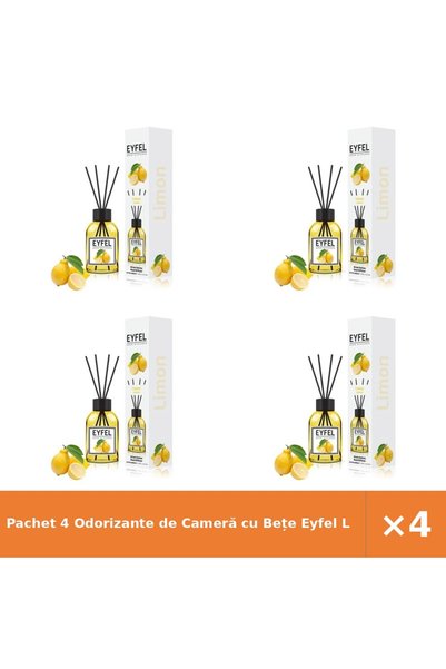 Eyfel Pachet 4 Odorizante de Cameră cu Bețe Lămâie 120 ml