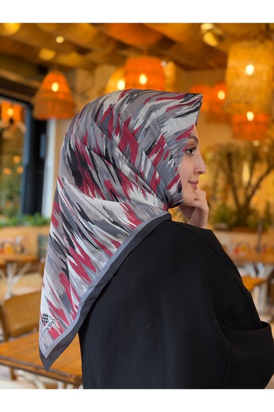 moiré Geometrik Desen Soft Eşarp Pamuklu Kumaş Kaymayan Yapısıyla Rahat Kullanım