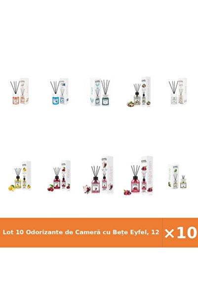Eyfel Lot 10 Odorizante de Cameră cu Bețe Eyfel, 120 ml, Arome Diferite