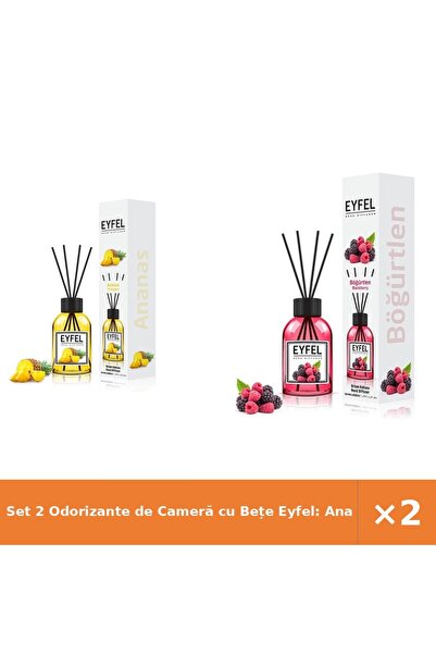 Eyfel Set 2 Odorizante de Cameră cu Bețe Eyfel: Ananas + Fructe de Pădure, 12...