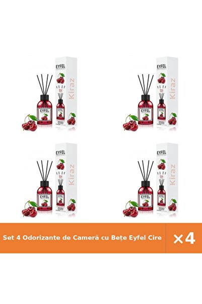 Eyfel Set 4 Odorizante de Cameră cu Bețe Cireșe 120 ml - Parfum Îndelungat