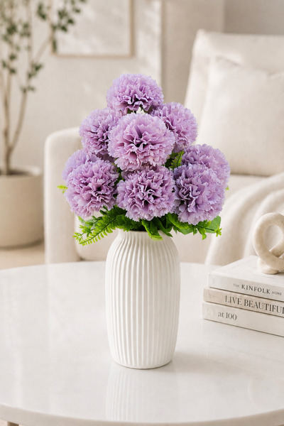 MD Aspiz Flowers Yapay Çiçek 10lu Lüx lila karanfil Demeti 45 cm ( Saksısız )...