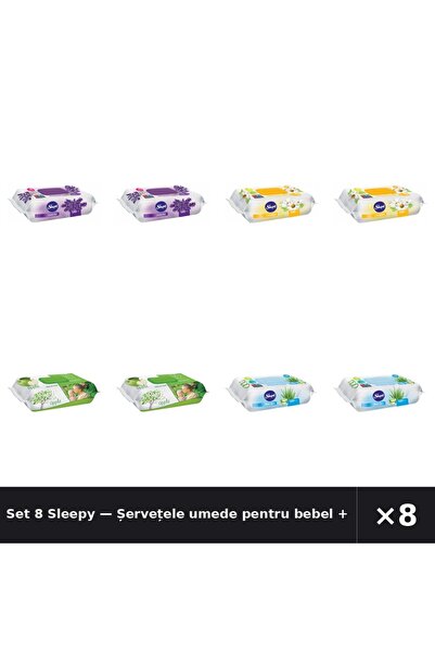 Sleepy Set 8 — Șervețele umede pentru bebel + Șervețele umede pentru bebel + ...