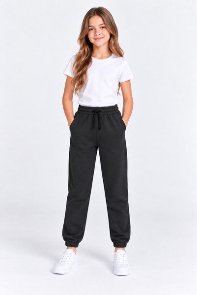 giyimpatik Girls' Cotton Jogger Sweatpants with Elastic Cuffs, Laces and Pockets