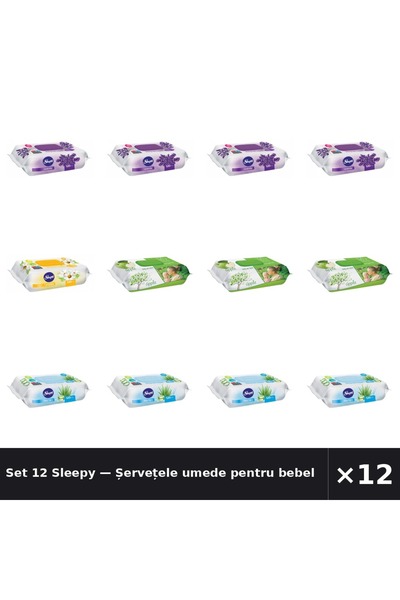 Sleepy Set 12 — Șervețele umede pentru bebel + Șervețele umede pentru bebel +...