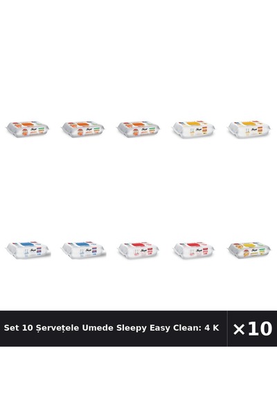 Sleepy Set 10 Șervețele Umede Easy Clean: 4 pentru bucătărie, 2 cu săpun, 2 c...
