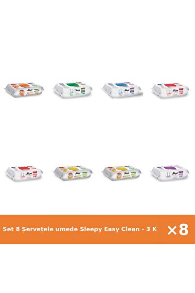 Sleepy Set 8 șervețele umede Easy Clean - 3 pentru bucătărie, Alb, Înălbitor,...