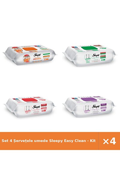 Sleepy Set 4 șervețele umede Easy Clean - Bucătărie, Săpun alb, Floare de cir...