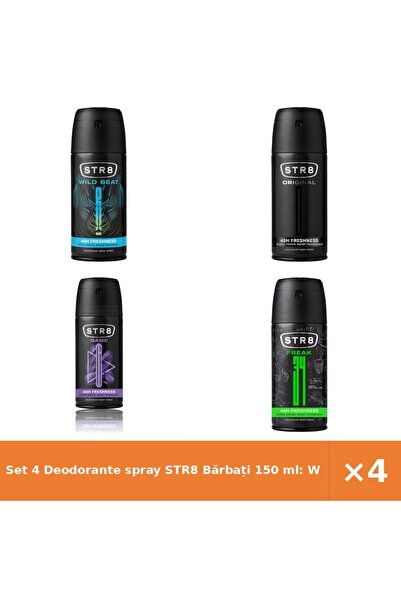 str8 Set 4 Deodorante spray Bărbați 150 ml: Wild Beat, Original, Game, Fr34k