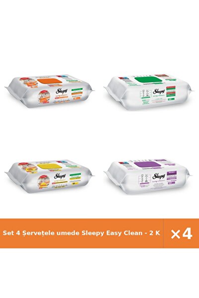 Sleepy Set 4 șervețele umede Easy Clean - 2 pentru bucătărie, Săpun alb, Grăd...