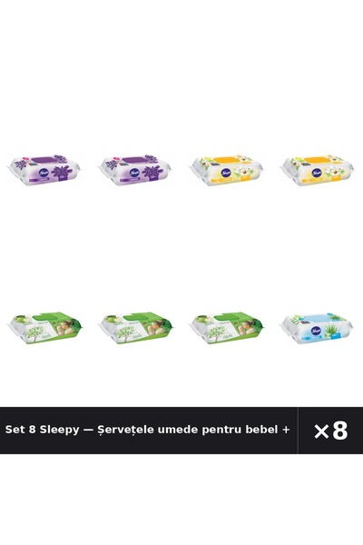 Sleepy Set 8 — Șervețele umede pentru bebel + Șervețele umede pentru bebel + ...