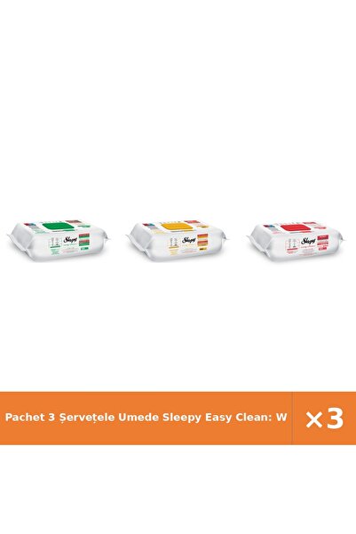 Sleepy Pachet 3 Șervețele Umede Easy Clean: White Soap, Herbal Soap, Cherry B...