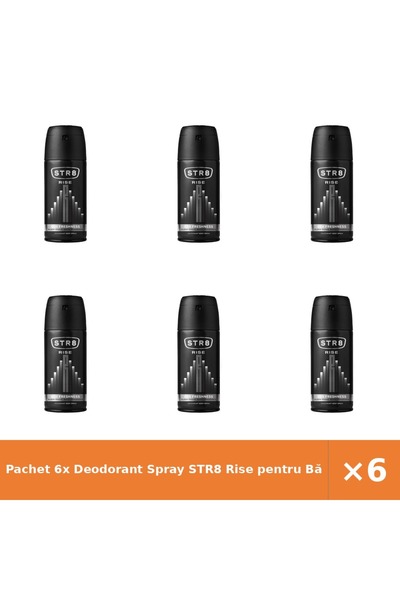 str8 Pachet 6x Deodorant Spray Rise pentru Bărbați, 150 ml, Protecție Îndelun...